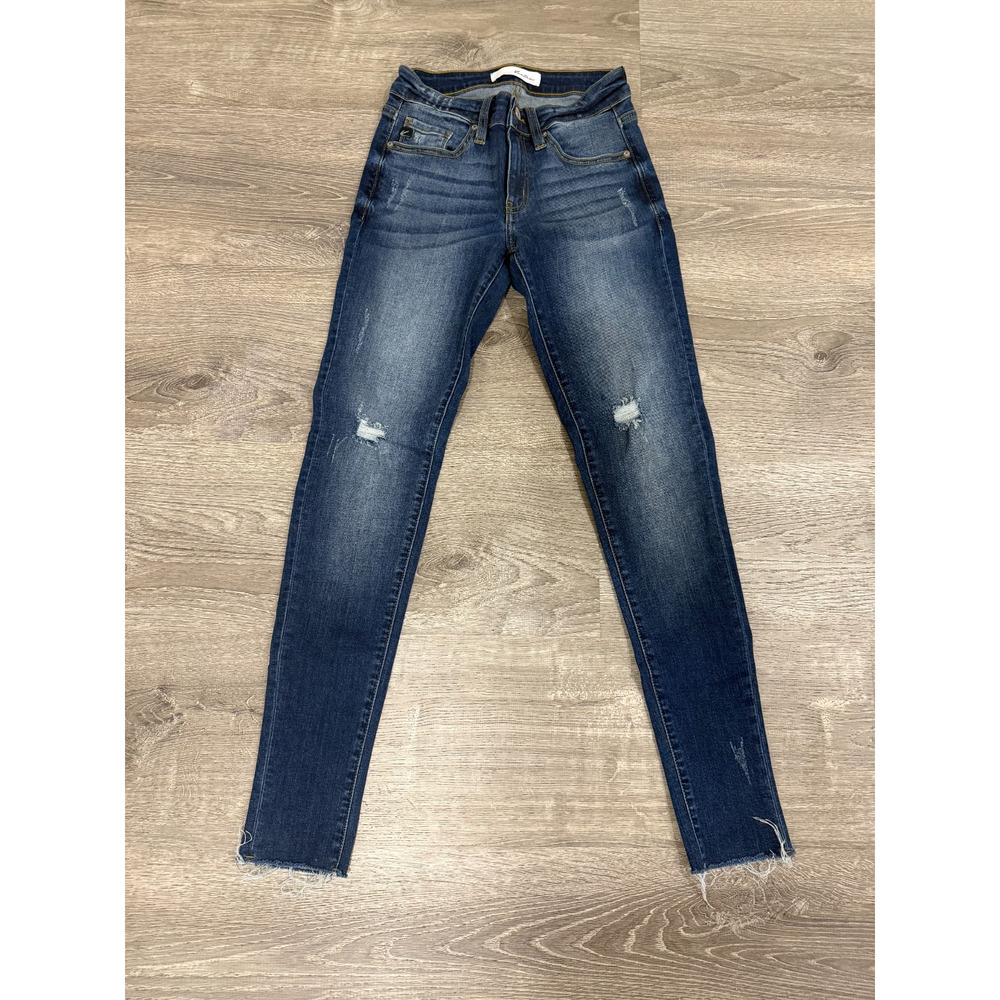 KANCAN Jeans Womens Size 3/25 Blue Denim Skinny ESTILO Distressed Raw Hem